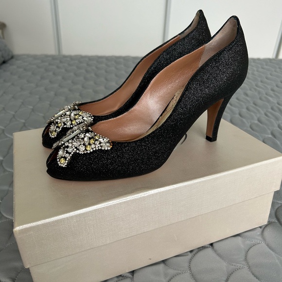 Aruna Seth - Graphite Butterfly Pumps - Size 38 - All Leather - Made in Italy - Picture 4 of 16